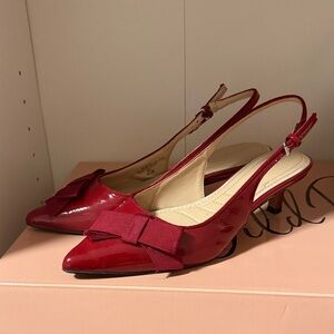 Adrienne Vittadini Red Patent Slingback Heels